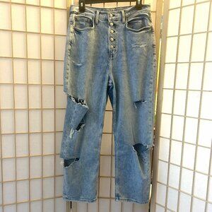 Arizona Vintage Straight Highest-Rise Button Fly Ankle Jeans Destroyed Size 15